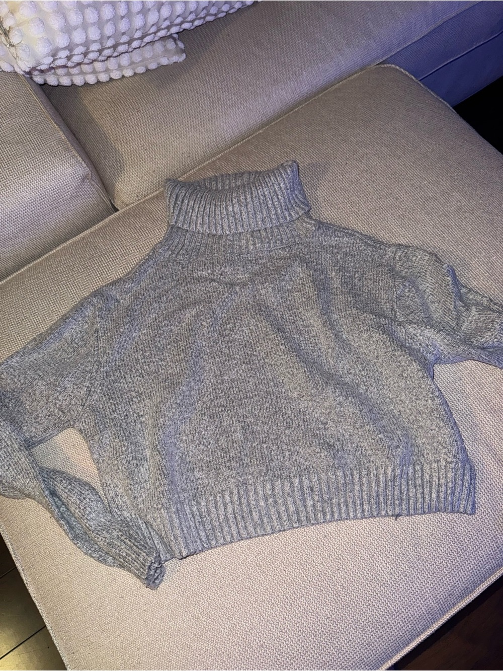 Garage Gray Cropped Turtleneck Sweater